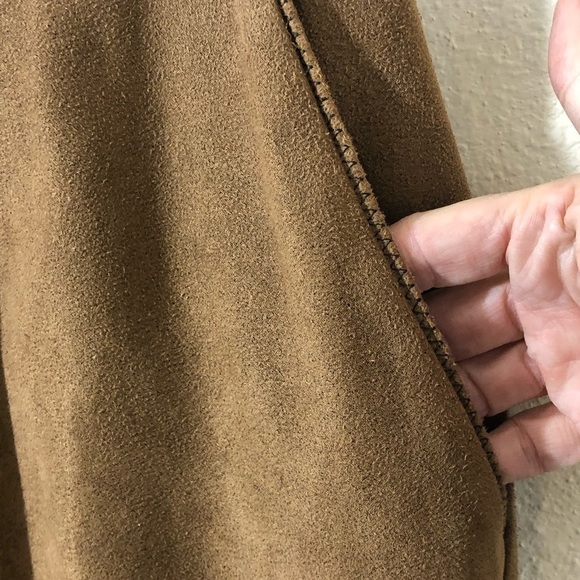 CLICK - SIZE 12 - VINTAGE FAUX SUEDE PANTS - PLEATED FRONT - TAN - B17 - Picture 5 of 9